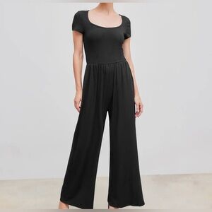 Black Scoop Neck Wide Leg Jumpsuit  NWT